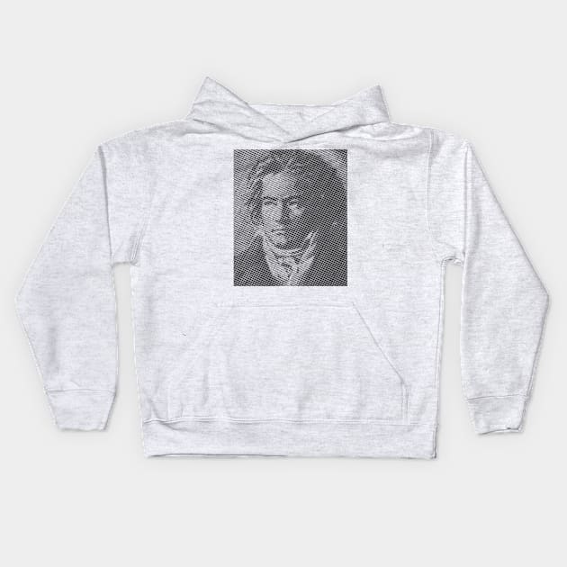 Beethoven Portrait Formed By Lines Kids Hoodie by Braznyc